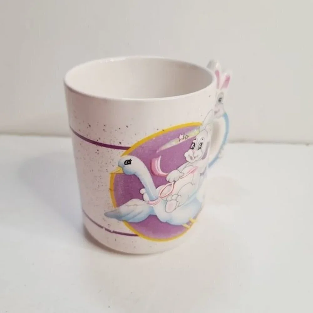 Vintage Kitsch Psychedelic Bunny Rabbit Kawaii Bunny Handle Quirky Coffee Mug